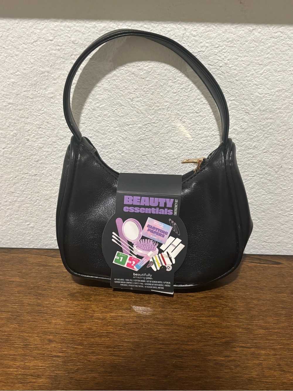Black Mini Bag with Beauty Essentials